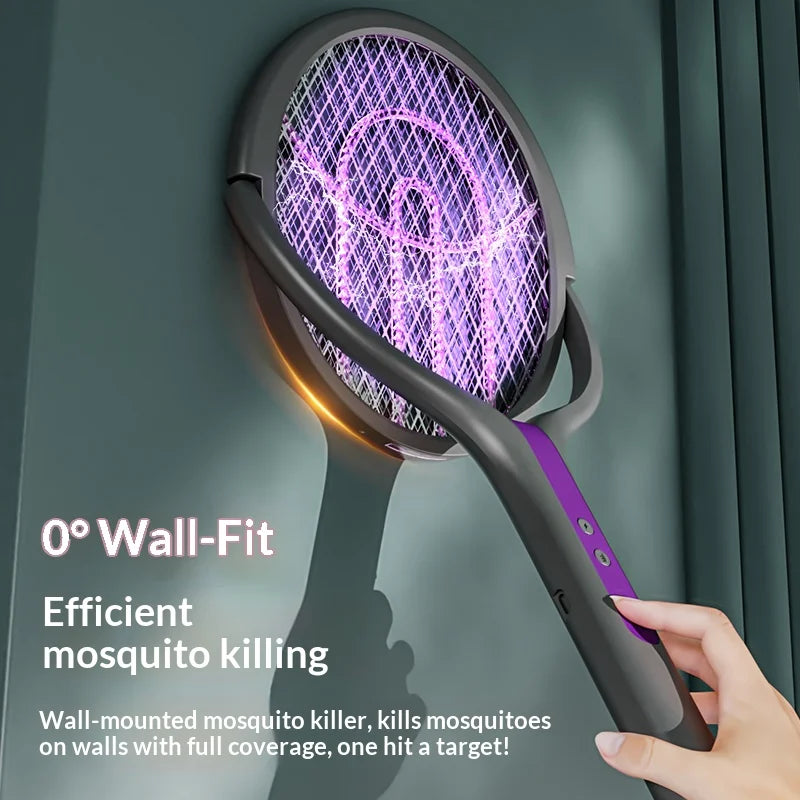 Electric Fly Swatter Rotatable Head USB Rechargeable 5-Layer Net
