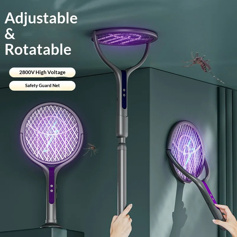 Electric Fly Swatter Rotatable Head USB Rechargeable 5-Layer Net