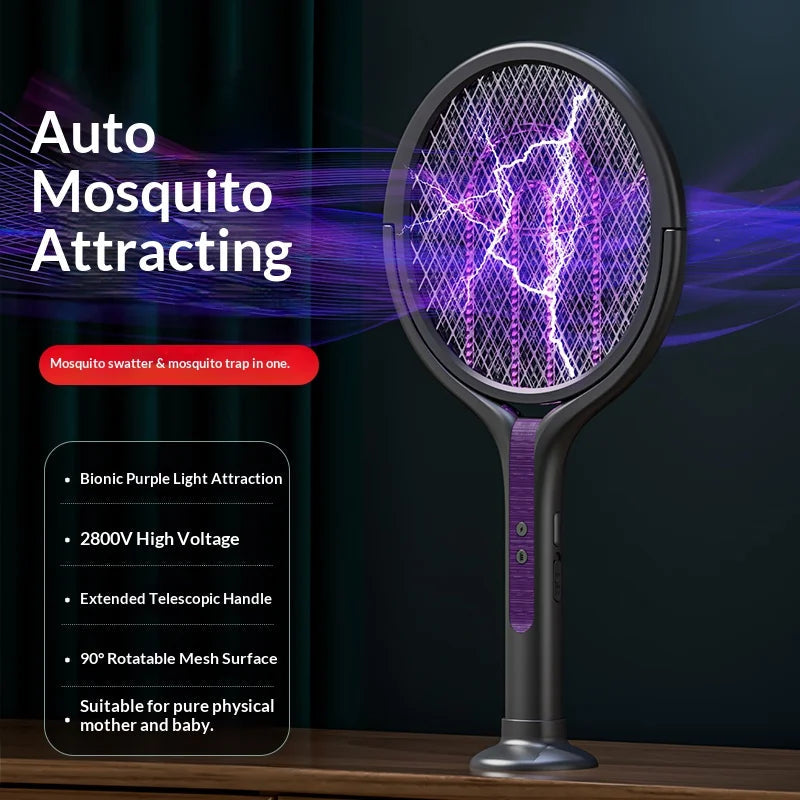 Electric Fly Swatter Rotatable Head USB Rechargeable 5-Layer Net