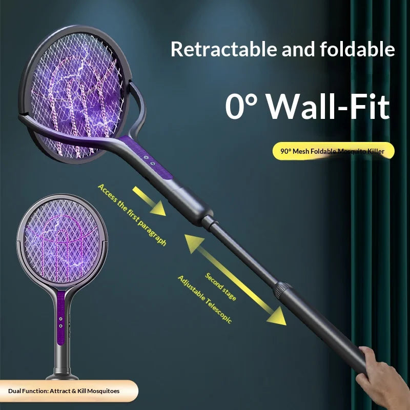 Electric Fly Swatter Rotatable Head USB Rechargeable 5-Layer Net