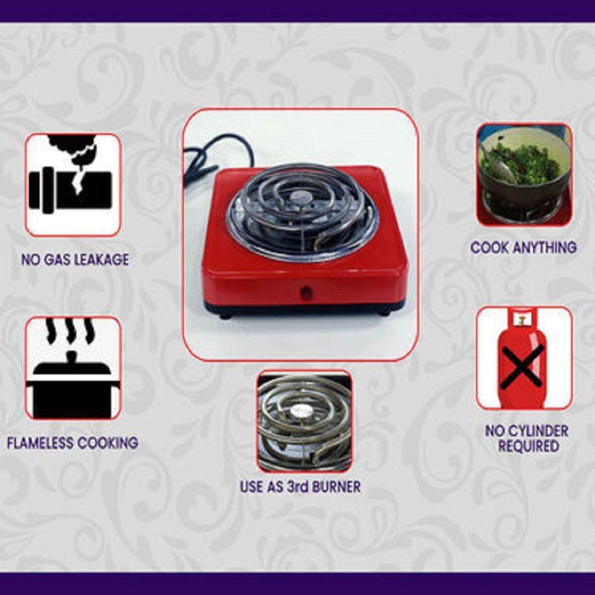 Electric Hot Plate 1000W Compact All Metal Cookware Compatible