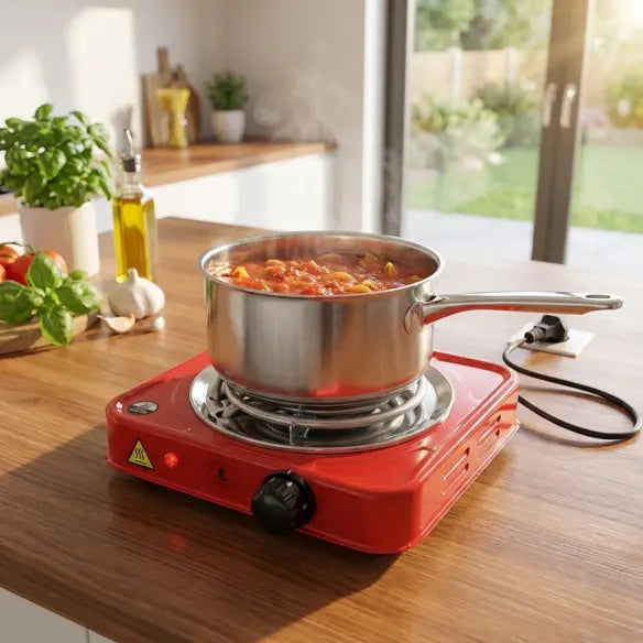 Electric Hot Plate 1000W Compact All Metal Cookware Compatible