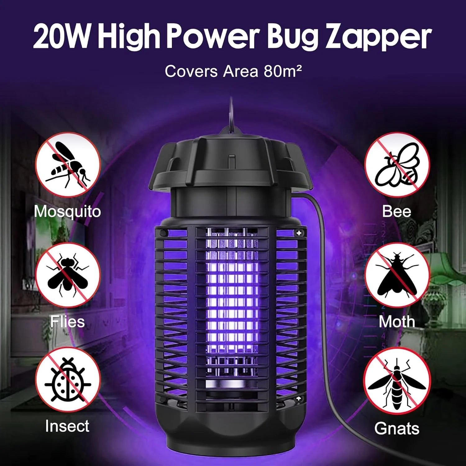 Electric Insect Killer 20W UV Silent Indoor & Outdoor