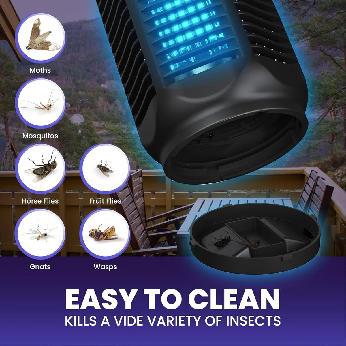 Electric Insect Killer 20W UV Silent Indoor & Outdoor
