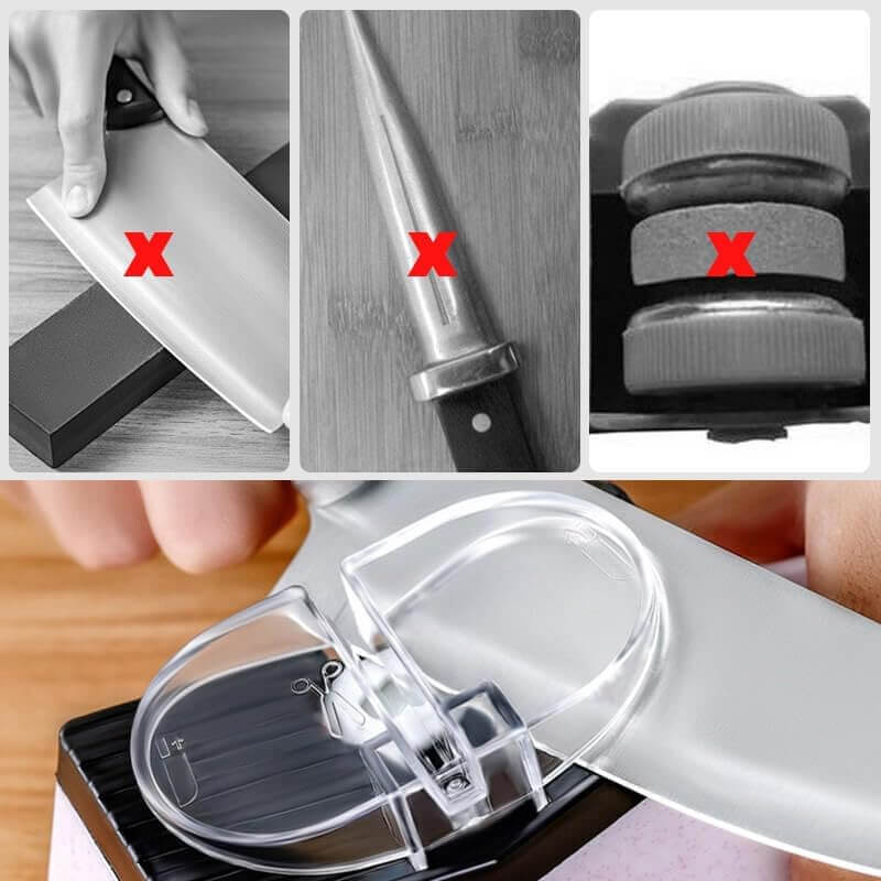 Electric Knife Sharpener 3-Stage Stainless Steel USB Rechargeable
