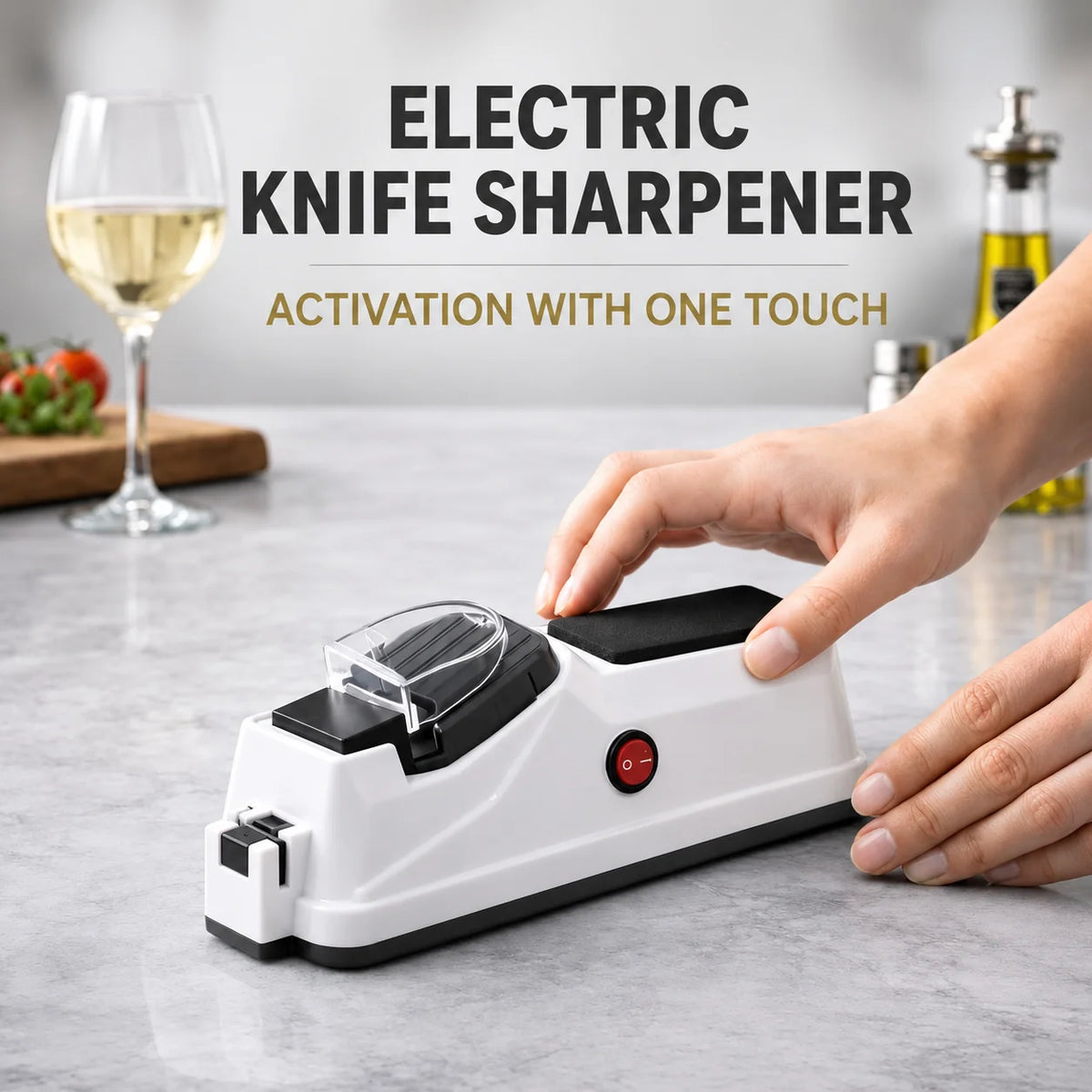 Electric Knife Sharpener 3-Stage USB Rechargeable Non-Slip Base