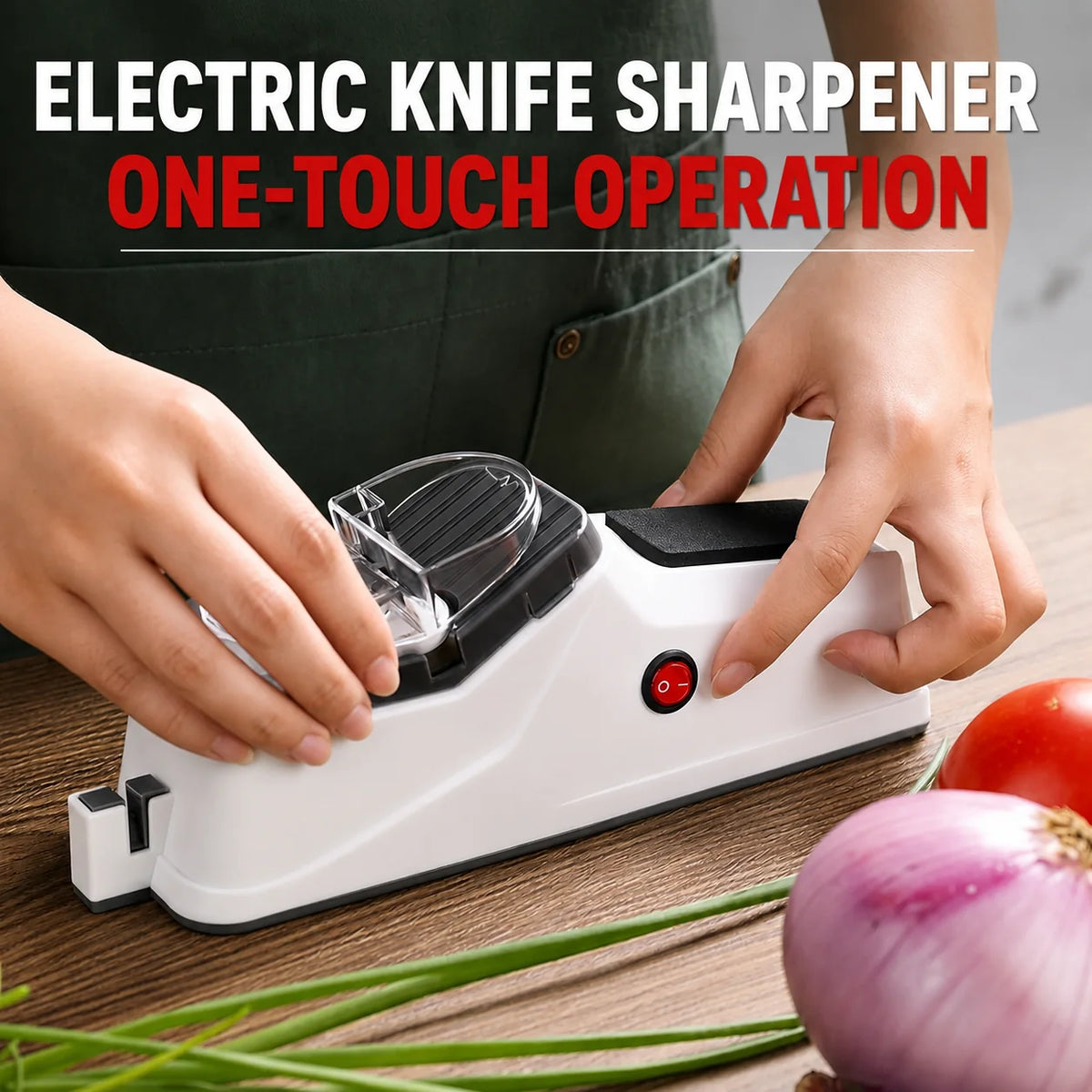Electric Knife Sharpener 3-Stage USB Rechargeable Non-Slip Base