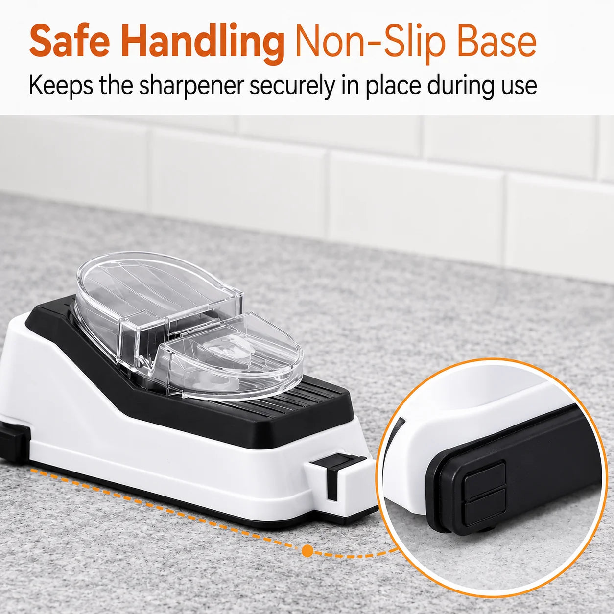 Electric Knife Sharpener 3-Stage USB Rechargeable Non-Slip Base