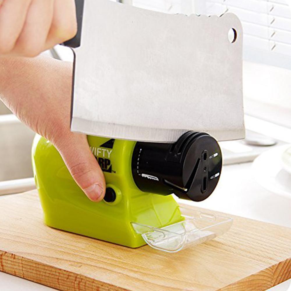 Electric Knife Sharpener Cordless Automatic Angle Guide Shavings Tray