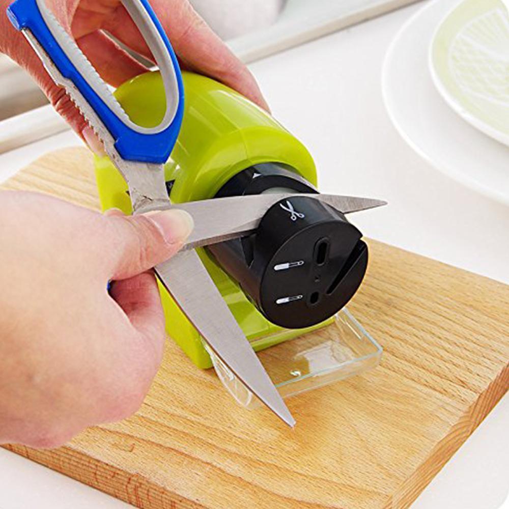 Electric Knife Sharpener Cordless Automatic Angle Guide Shavings Tray