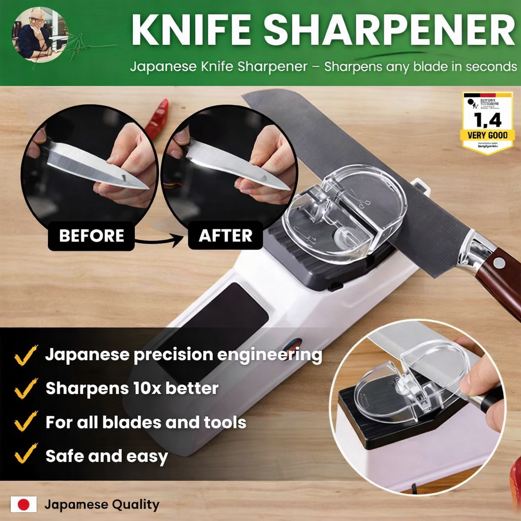 Electric Knife Sharpener Two-Stage Guide Slots Non-Slip Base