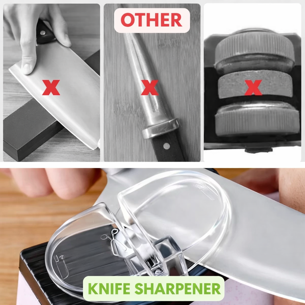 Electric Knife Sharpener Two-Stage Guide Slots Non-Slip Base