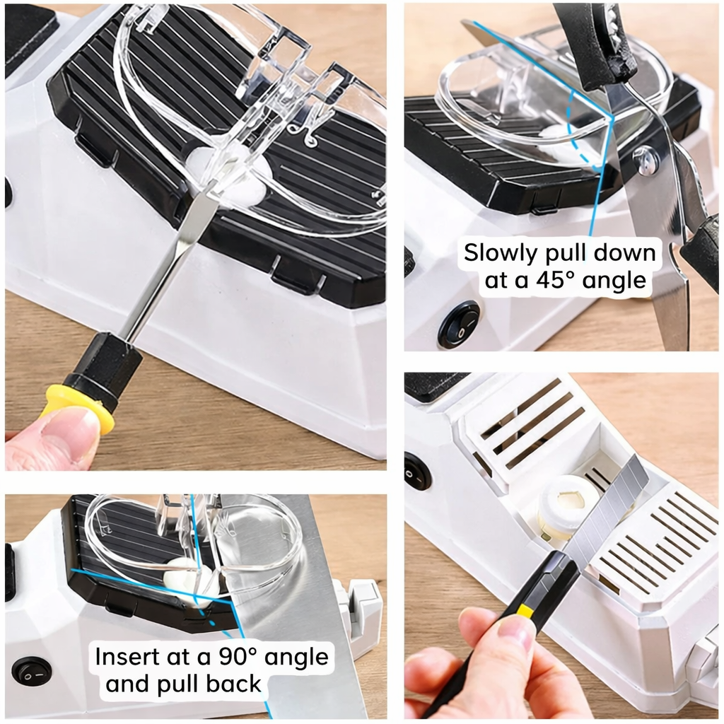 Electric Knife Sharpener Two-Stage Guide Slots Non-Slip Base