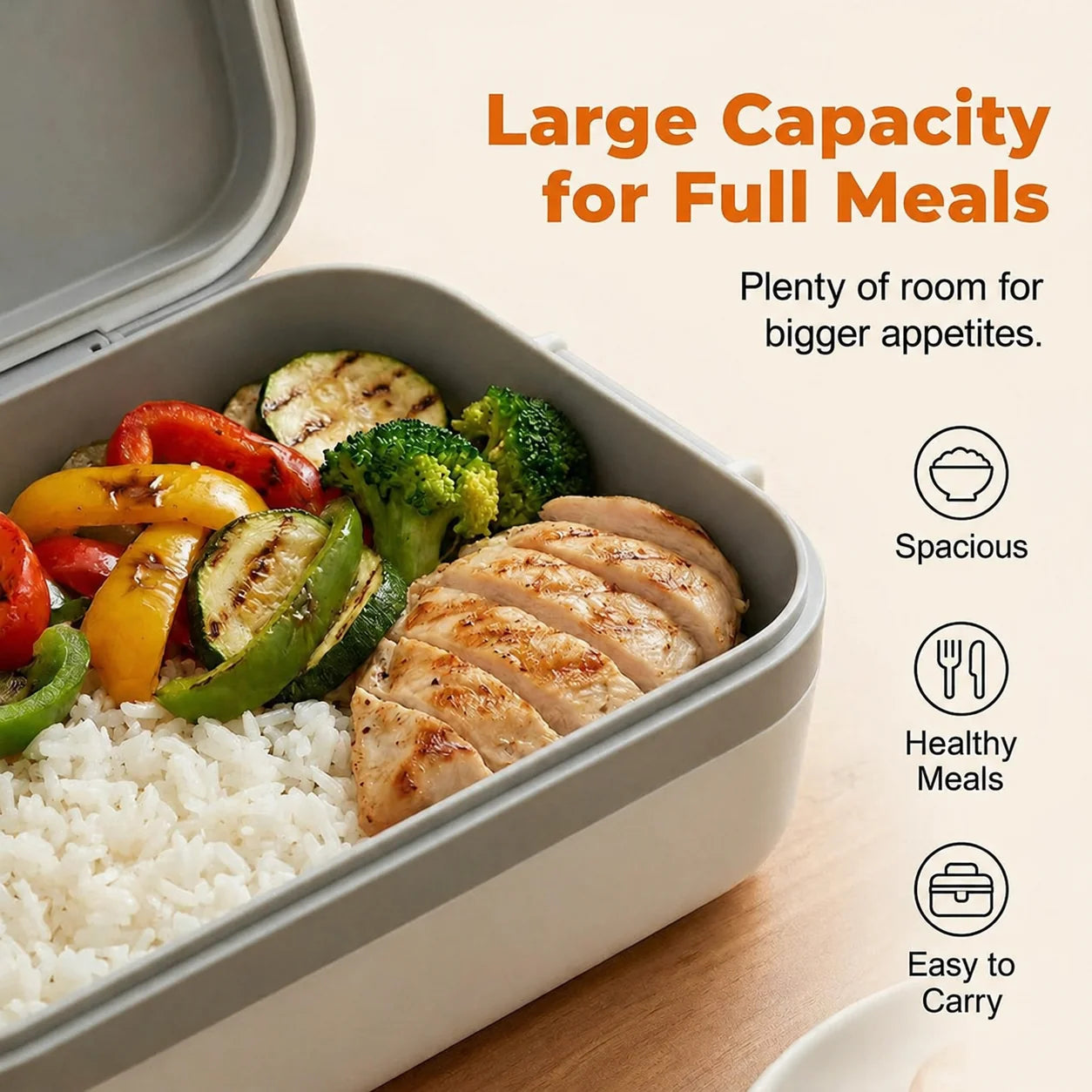 Electric Lunch Box Dry Heating Removable Stainless Steel Insert