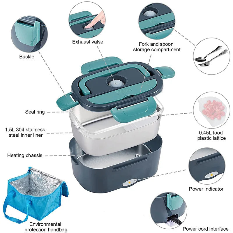 Electric Lunch Box Dual-Power Car & Home Stainless Steel