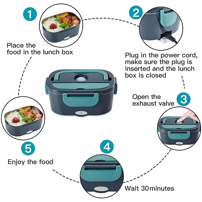 Electric Lunch Box Dual-Power Car & Home Stainless Steel