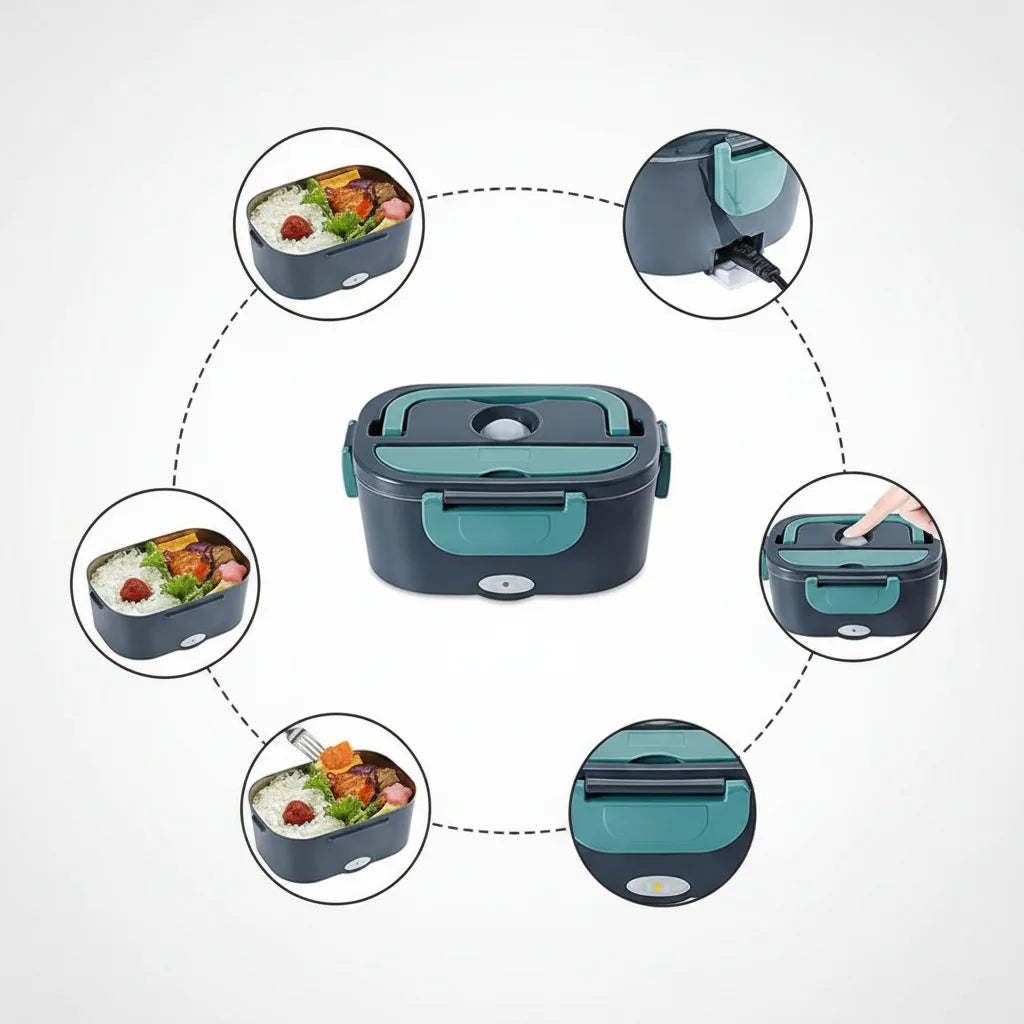 Electric Lunch Box Dual Power Insulated Leak-Proof Removable Tray