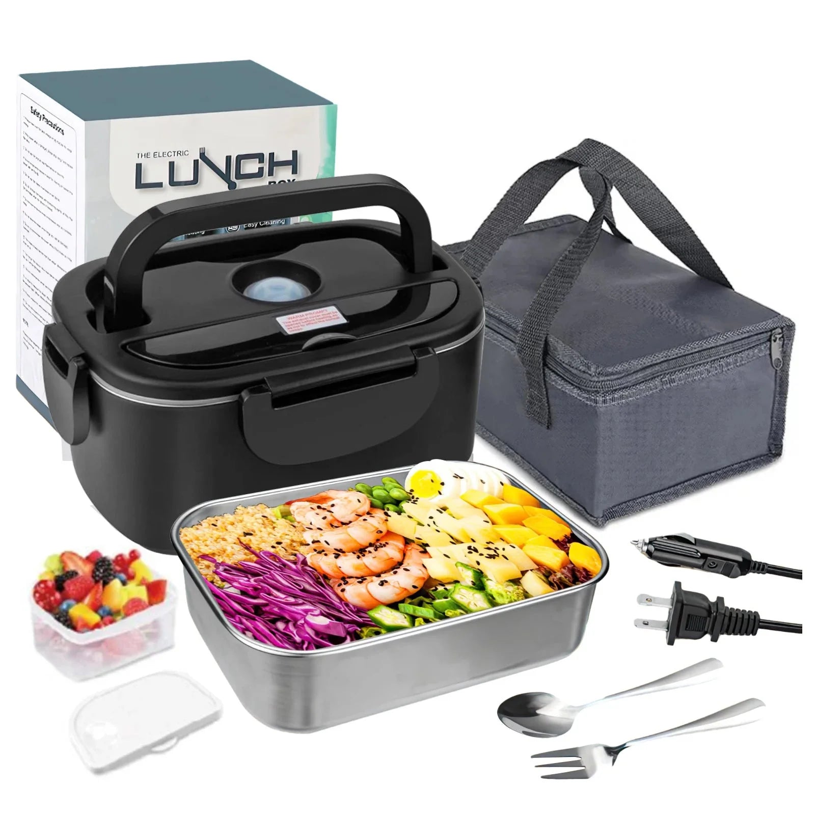 Electric Lunch Box Dual Power Insulated Leak-Proof Removable Tray