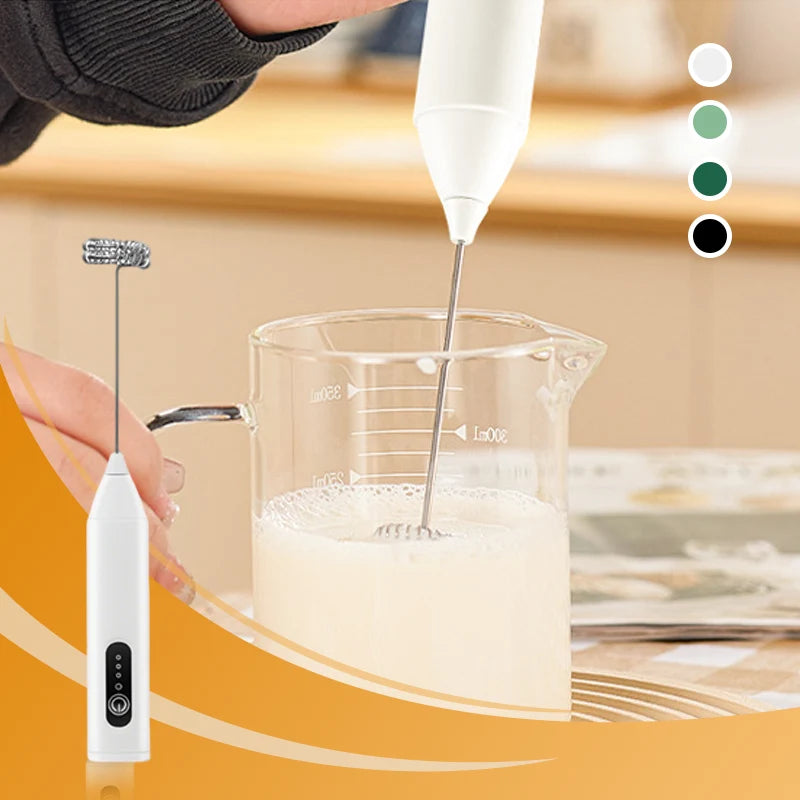 Electric Milk Frother 3-Speed USB Rechargeable Stainless Steel Whisk