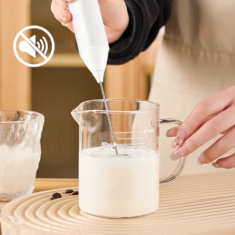 Electric Milk Frother 3-Speed USB Rechargeable Stainless Steel Whisk