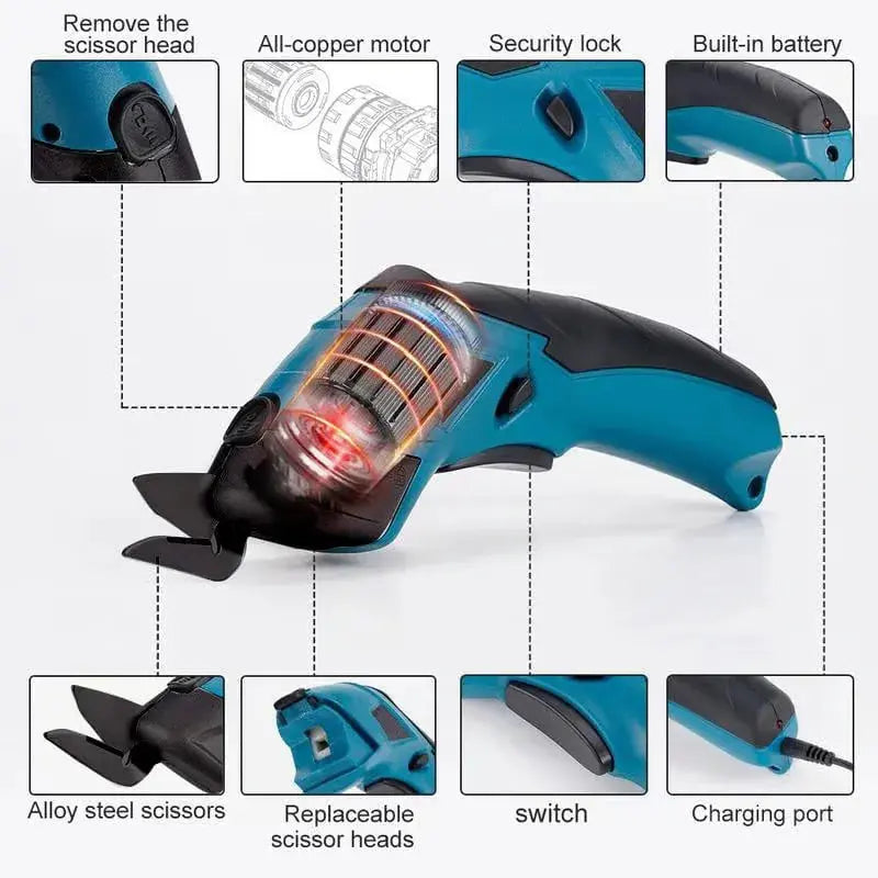 Electric Scissors Cordless USB-Rechargeable Sharp Blades