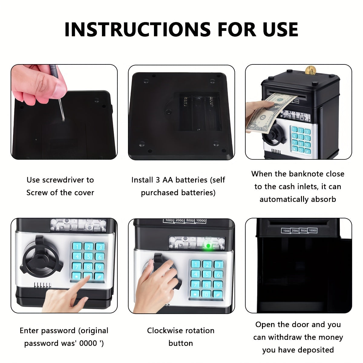 Electronic Piggy Bank 4-Digit Lock With Sound & LED