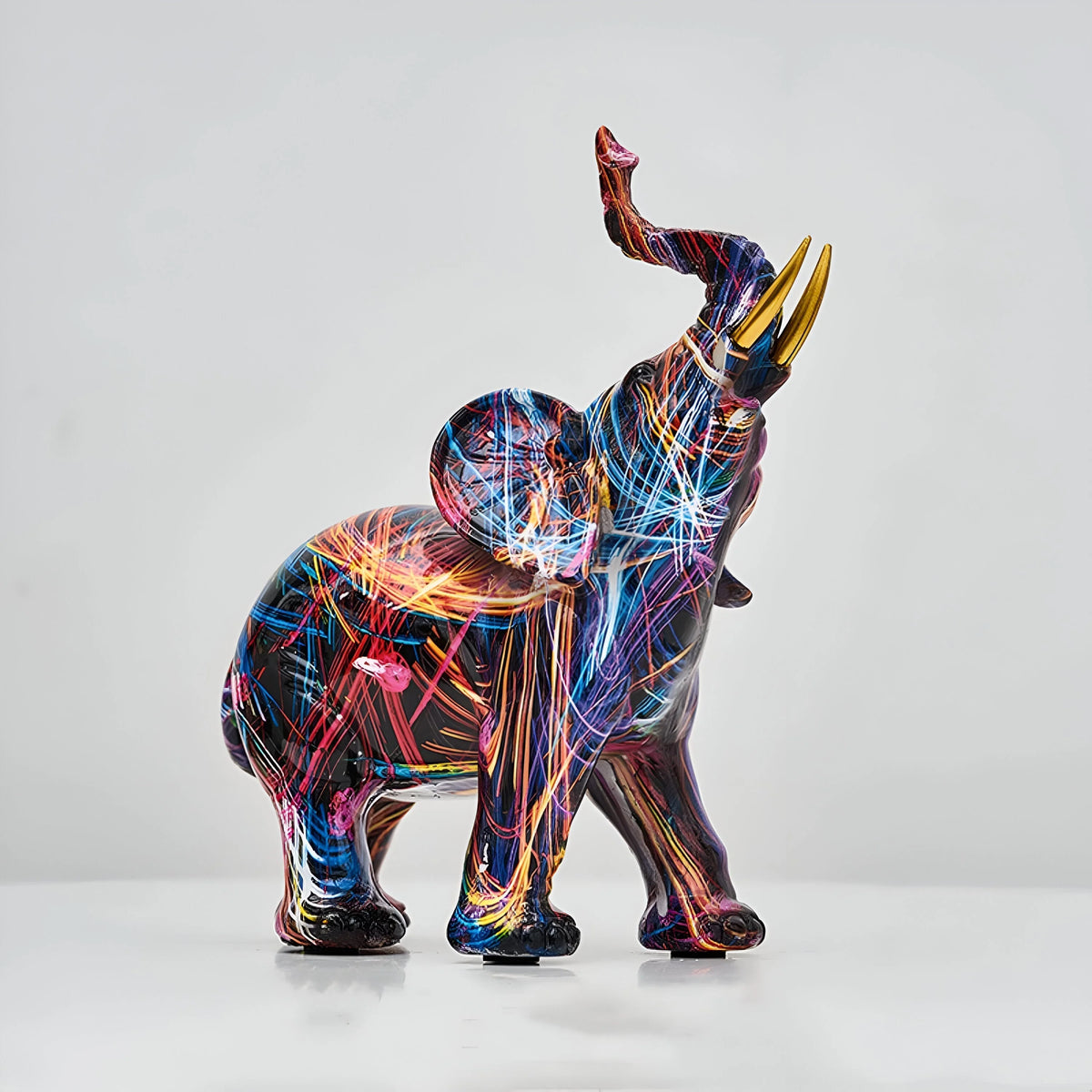 Elephant Statue Handcrafted Multicolored Resin