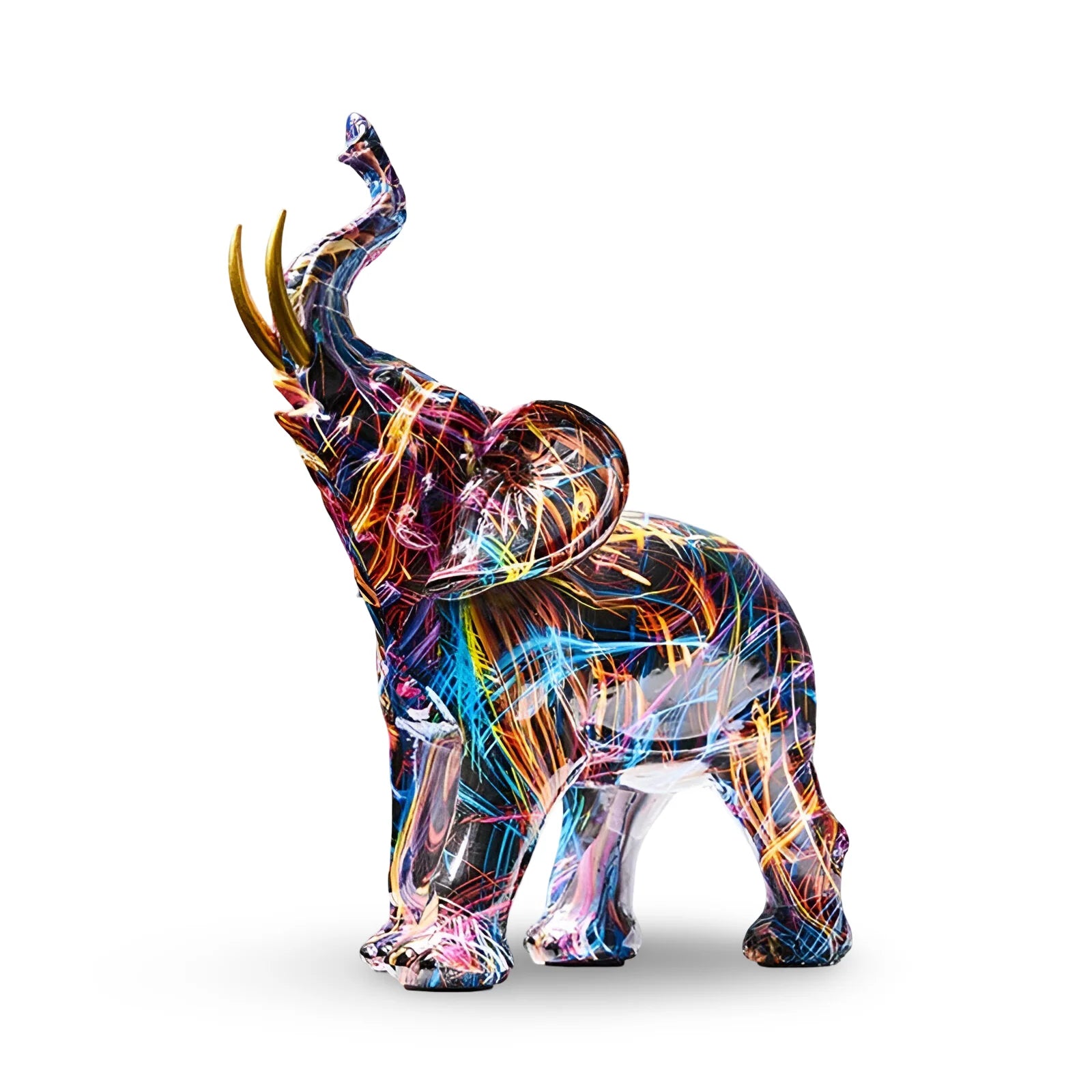 Elephant Statue Handcrafted Multicolored Resin