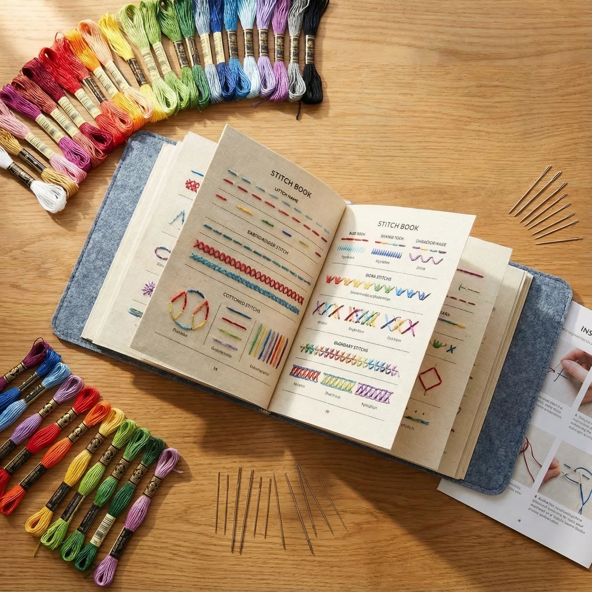 Embroidery Kit 106 Removable Linen Patterns & Bamboo Hoop