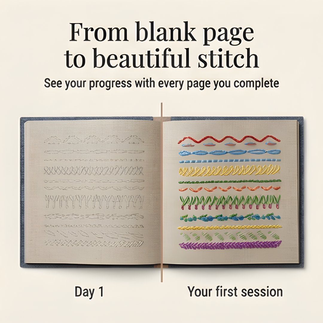 Embroidery Kit 106 Stitches Detachable Linen Pages