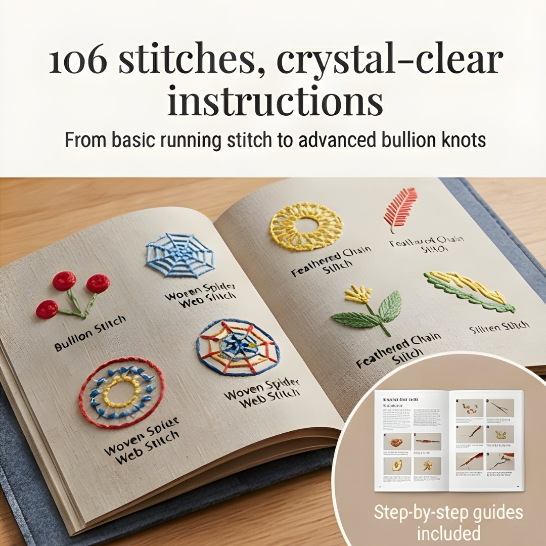 Embroidery Kit 106 Stitches Detachable Linen Pages