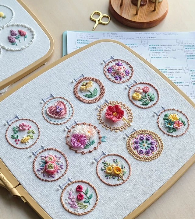 Embroidery Kit 12 Printed Linen Designs All-Inclusive