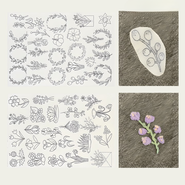 Embroidery Kit Water-Soluble Templates 50 Color Threads & Needles