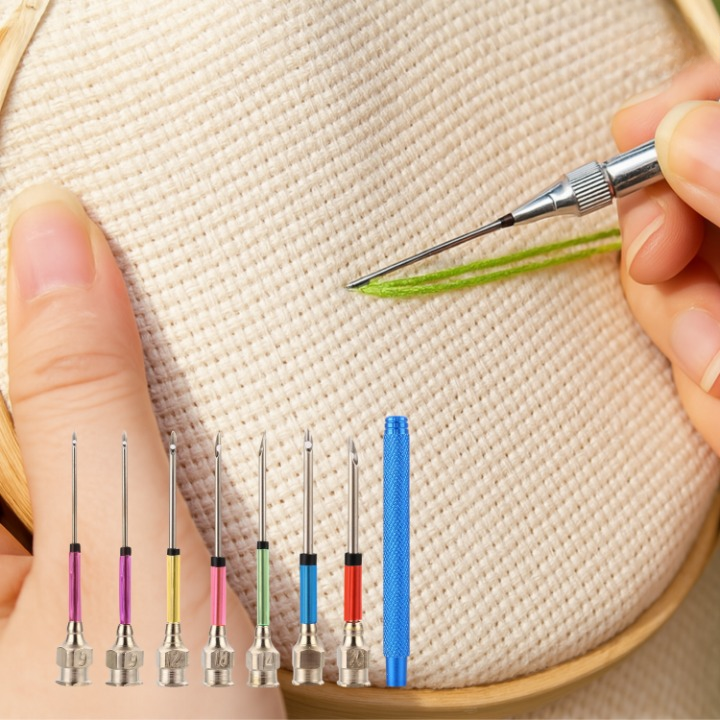 Embroidery Needle Set Interchangeable Heads Stainless Steel
