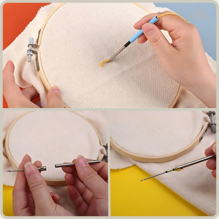 Embroidery Needle Set Interchangeable Heads Stainless Steel
