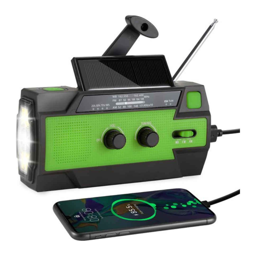 Emergency Radio Solar & Crank Charging LED SOS Weatherproof