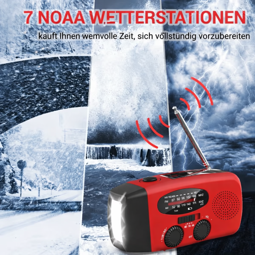 Emergency Radio Weather Alert Hand-Crank Solar & USB