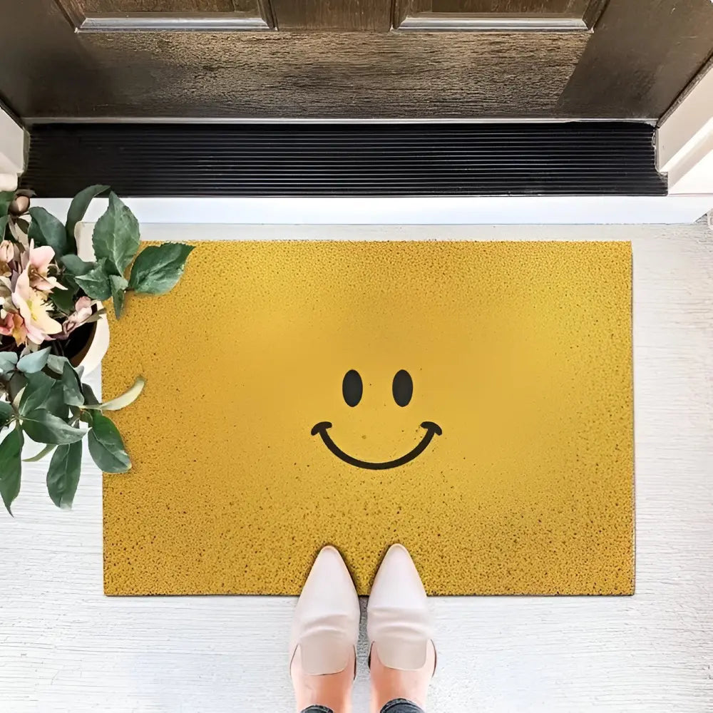 Entryway Doormat Smiley Print Non-Slip Absorbent