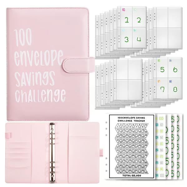Envelope Savings Kit 100 Envelopes Reusable Tracker & A5 Folder