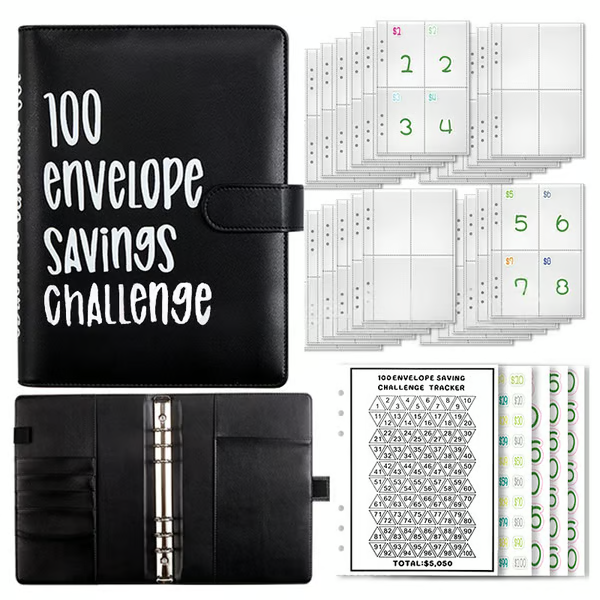 Envelope Savings Kit 100 Envelopes Reusable Tracker & A5 Folder
