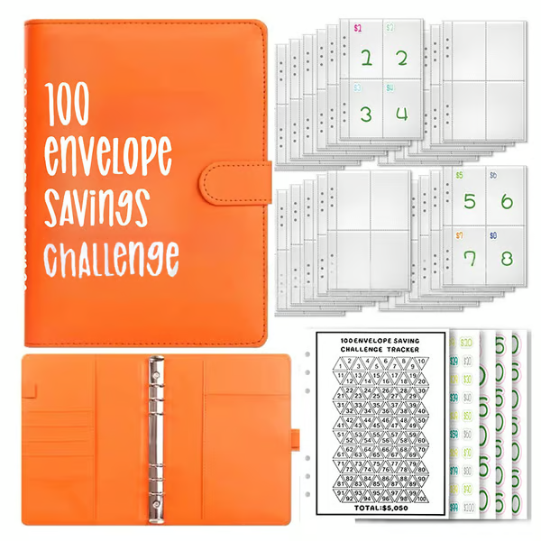 Envelope Savings Kit 100 Envelopes Reusable Tracker & A5 Folder