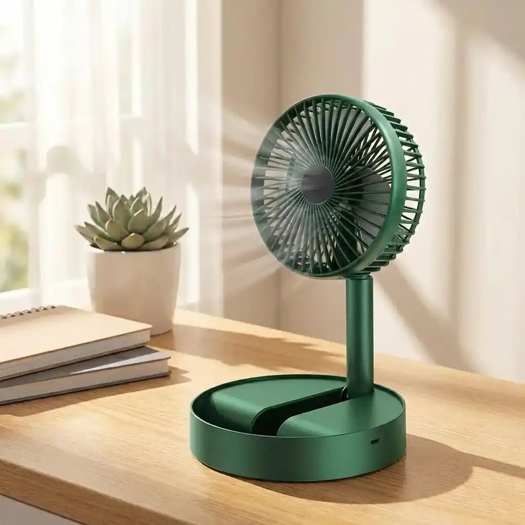 Extendable Table Fan Telescopic Stand & Phone Holder USB