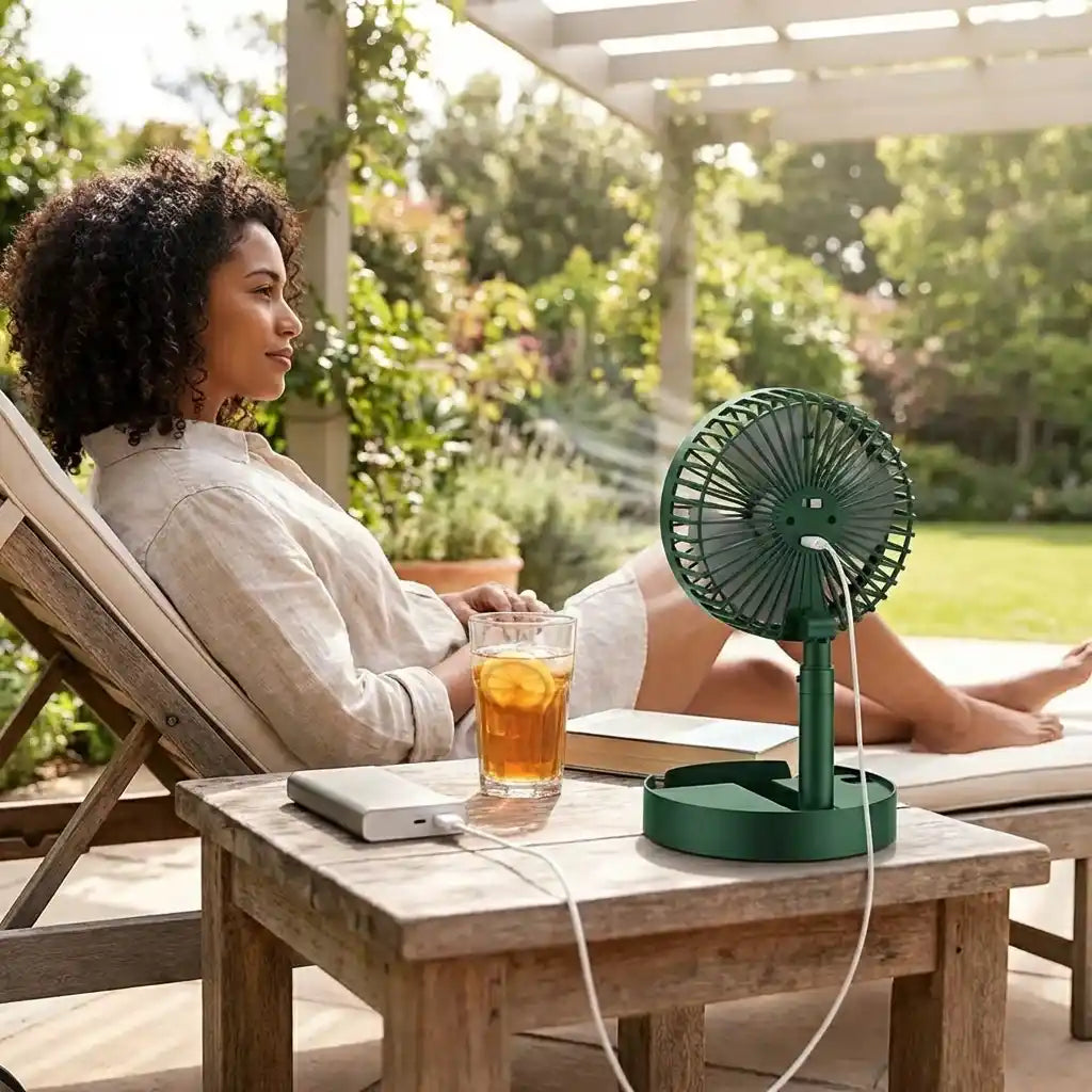 Extendable Table Fan Telescopic Stand & Phone Holder USB