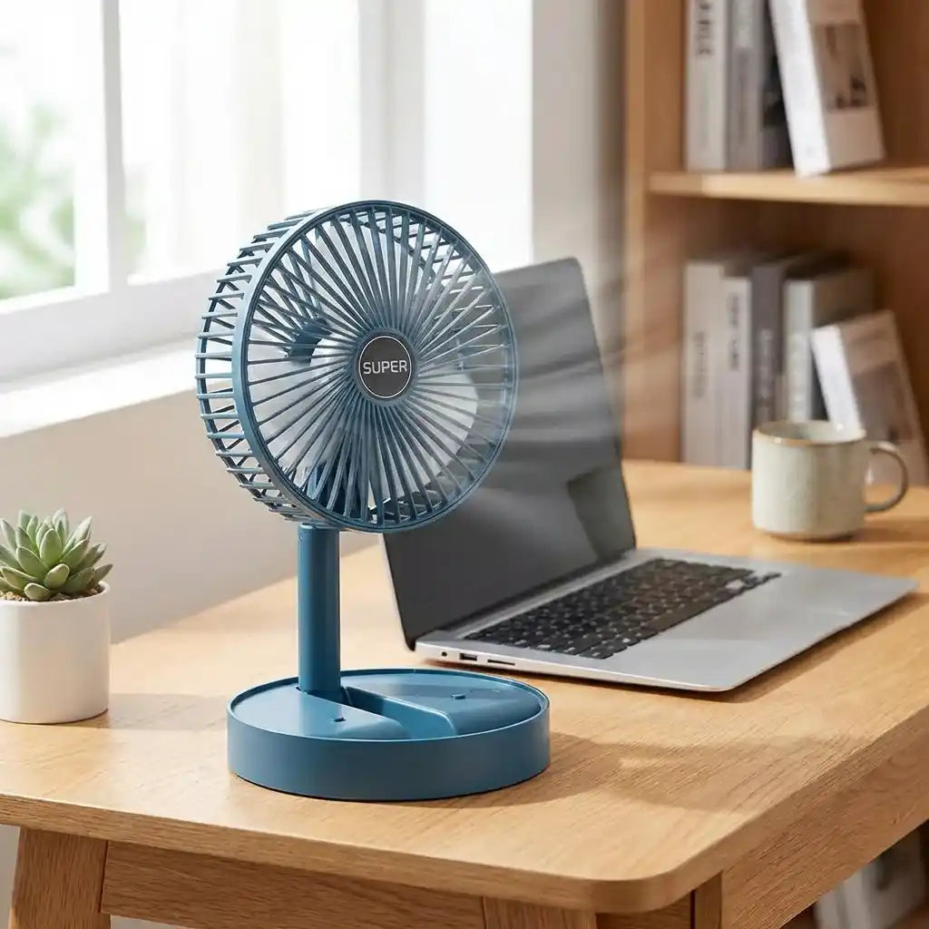 Extendable Table Fan Telescopic Stand & Phone Holder USB