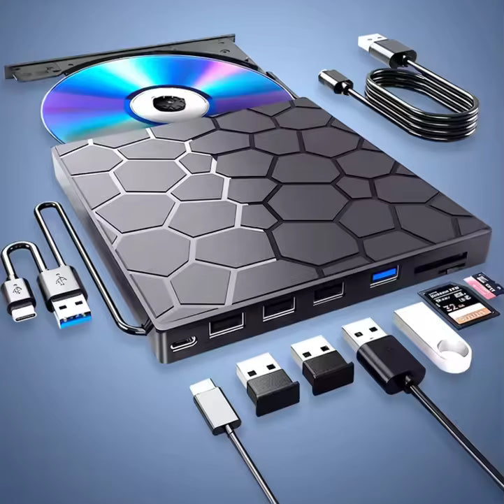 External CD/DVD Drive USB-C Hub SD & MicroSD Reader