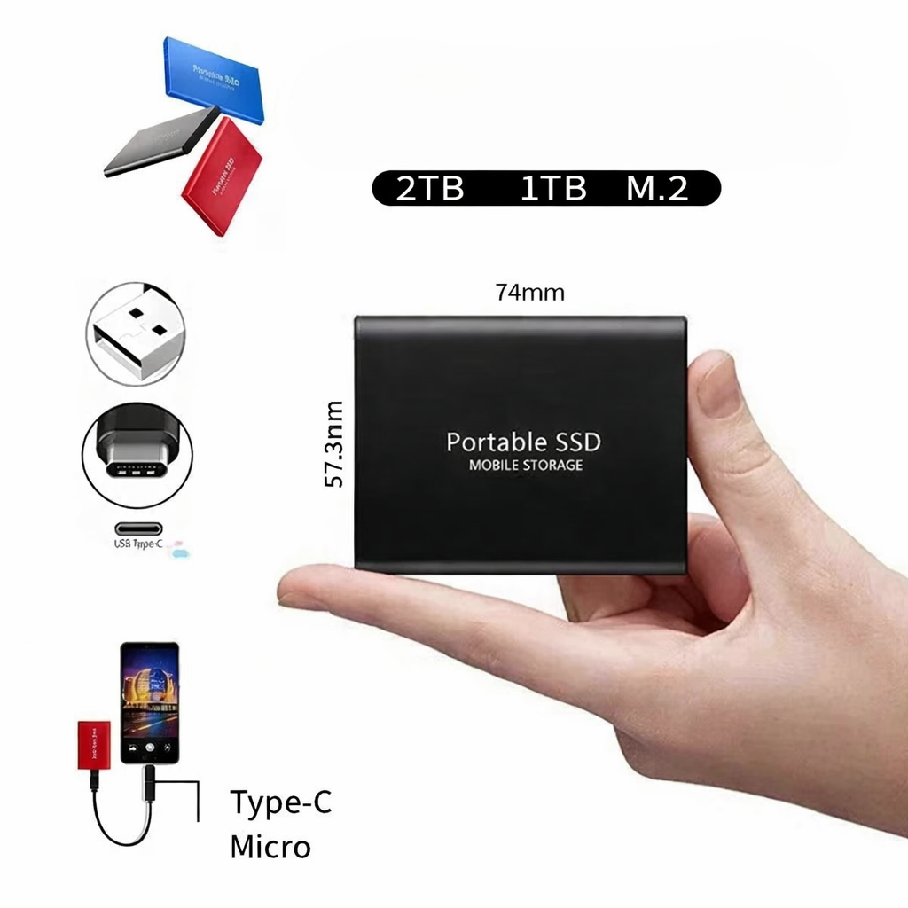 External SSD 2TB Ultra-Fast Pocket-Sized Aluminum Case