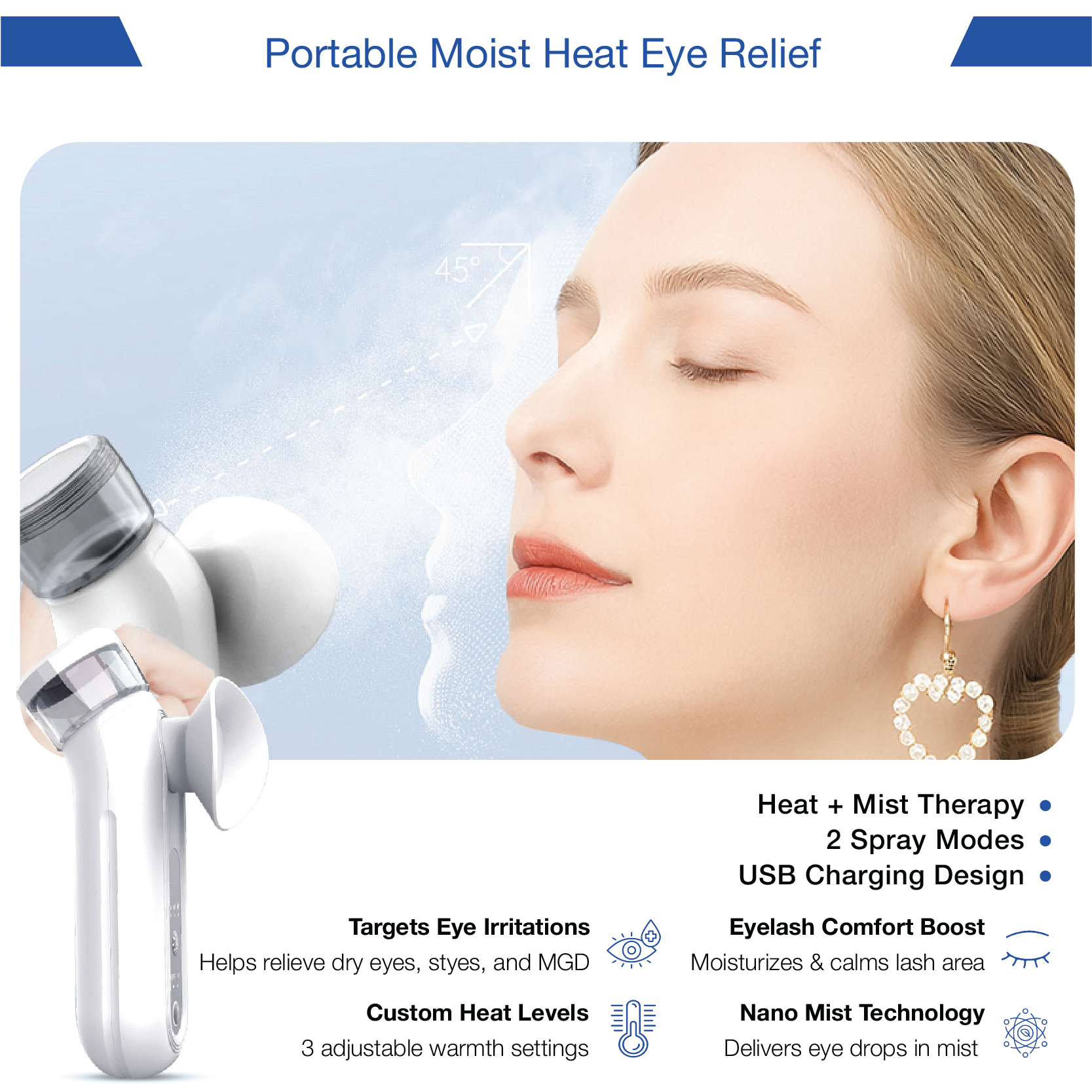 Eye Steam Massager Portable Warm Steam Rechargeable