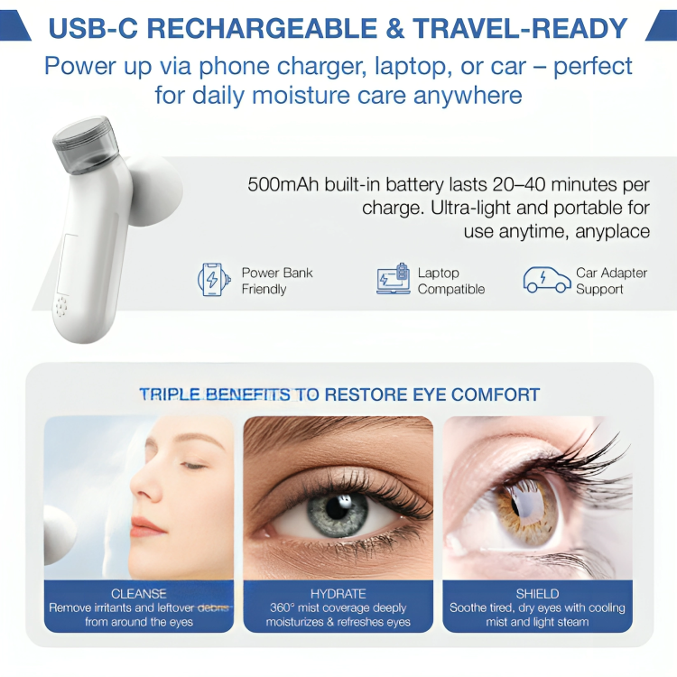 Eye Steam Massager Portable Warm Steam Rechargeable