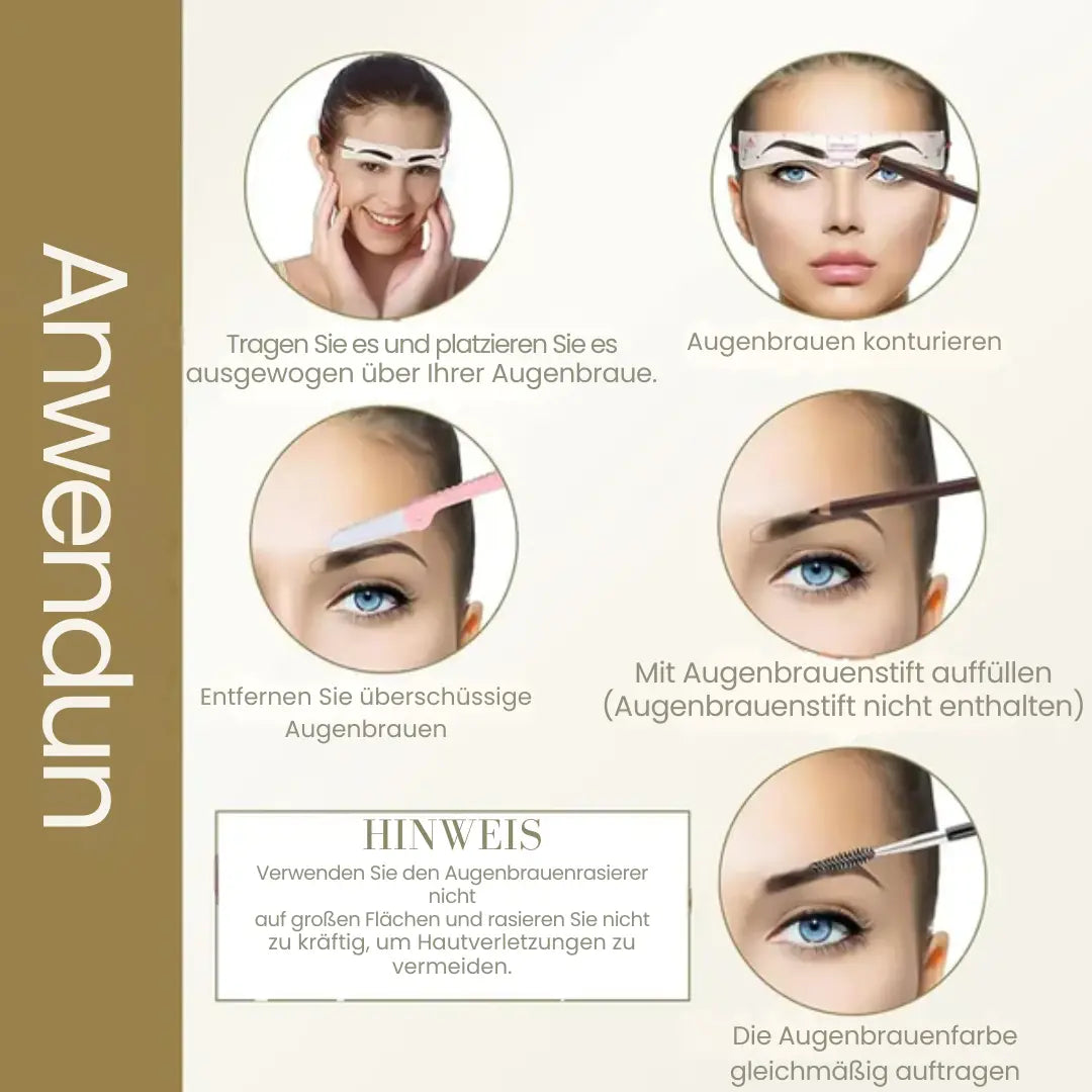 Eyebrow Stencil Set 12 Reusable Shapes Adjustable Band