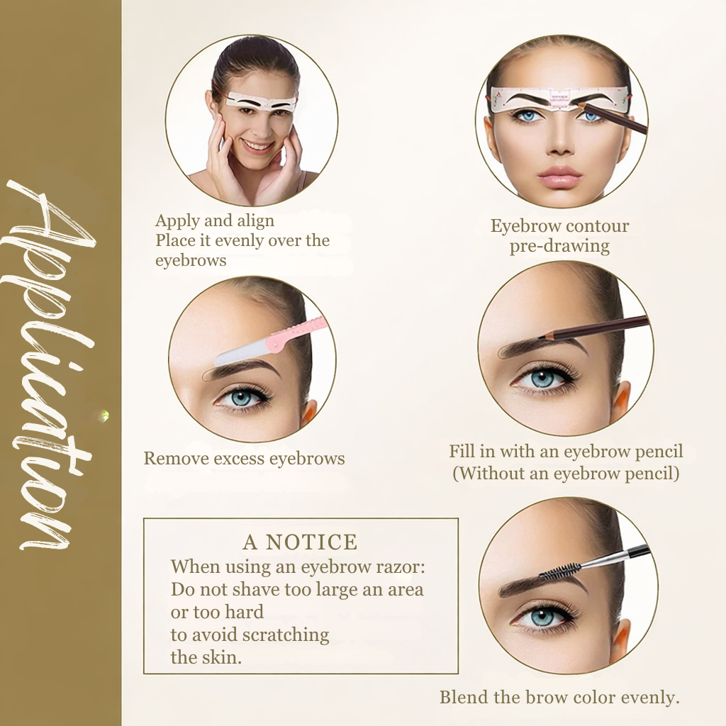 Eyebrow Stencil Set 12 Shapes & Elastic Band